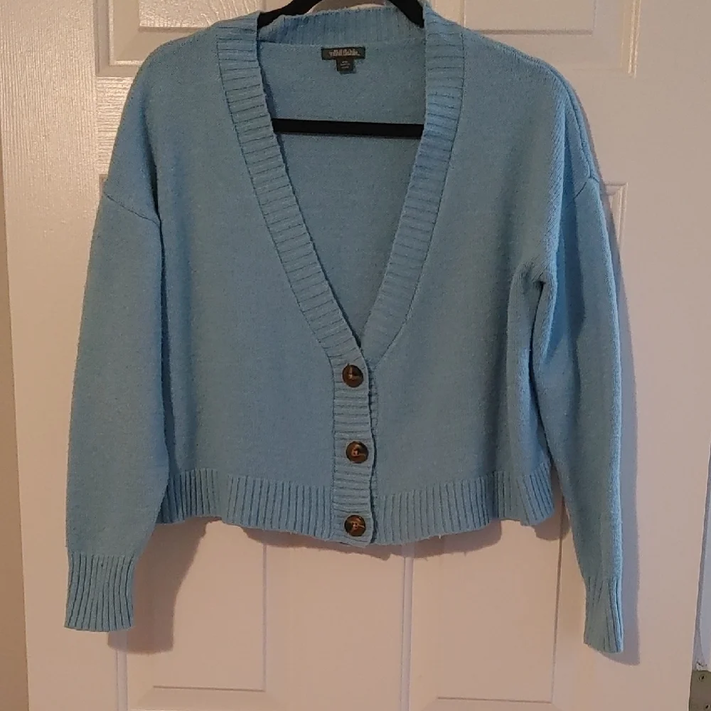Wild Fable Cropped Knit Cardigan Sz XXS Light Blue Button-Up Oversized Y2K - Picture 2 of 6